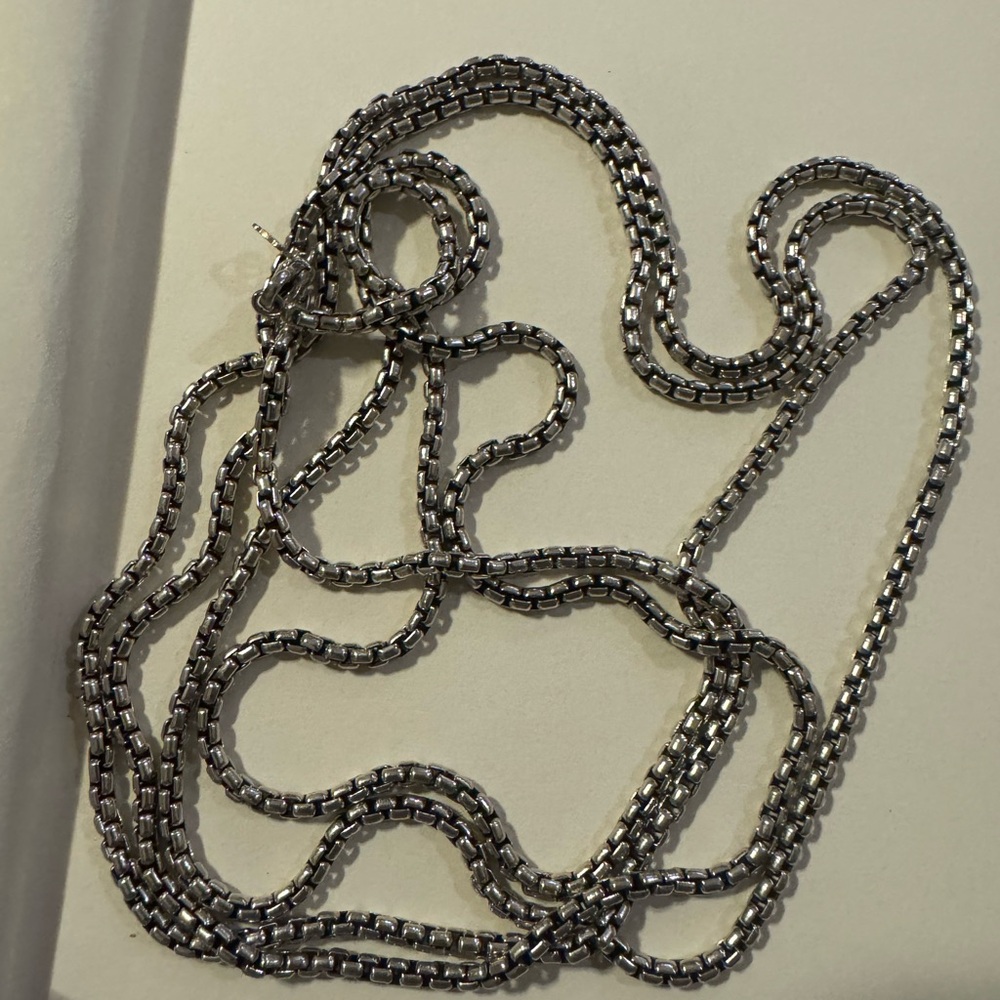 David Yurman Sterling Box Chain 72" Necklace with 14K Yellow Gold Charm 103.8g - Picture 5 of 8